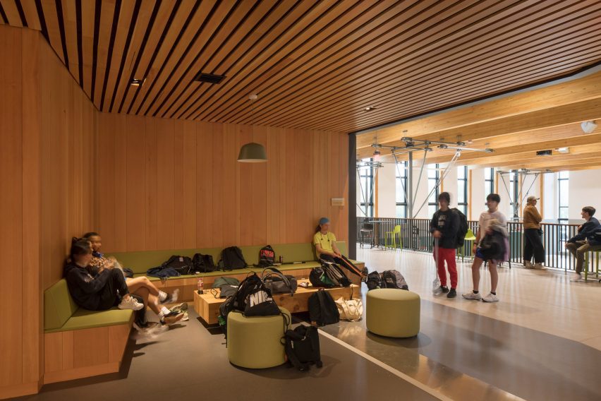 Breakout space at Oregon Episcopal School Athletic Center by Hacker Architects