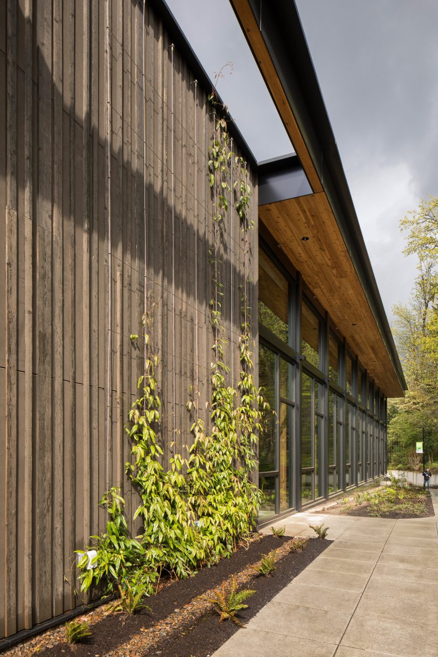 Timber exterior at the Oregon Episcopal School Athletic Center by Hacker Architects