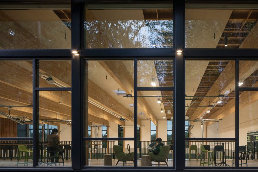 Glazed facade at the Oregon Episcopal School Athletic Center by Hacker Architects