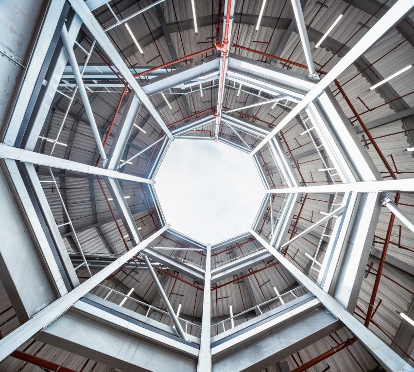 Spiral vehicle ramp at Industria multi-storey industrial building by Haworth Tompkins