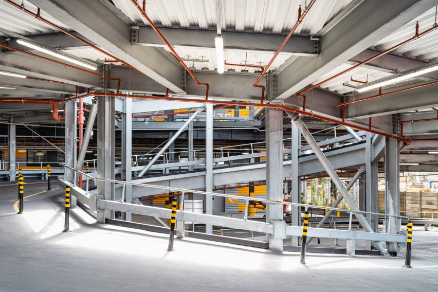 Spiral vehicle ramp at Industria multi-storey industrial building by Haworth Tompkins