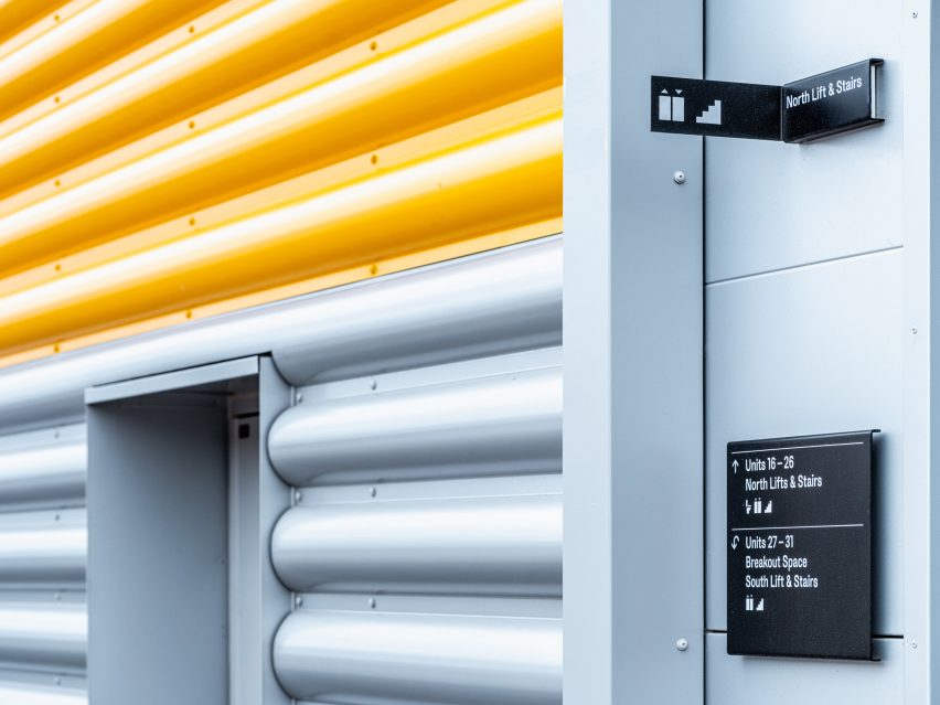 Grey and yellow corrugated cladding