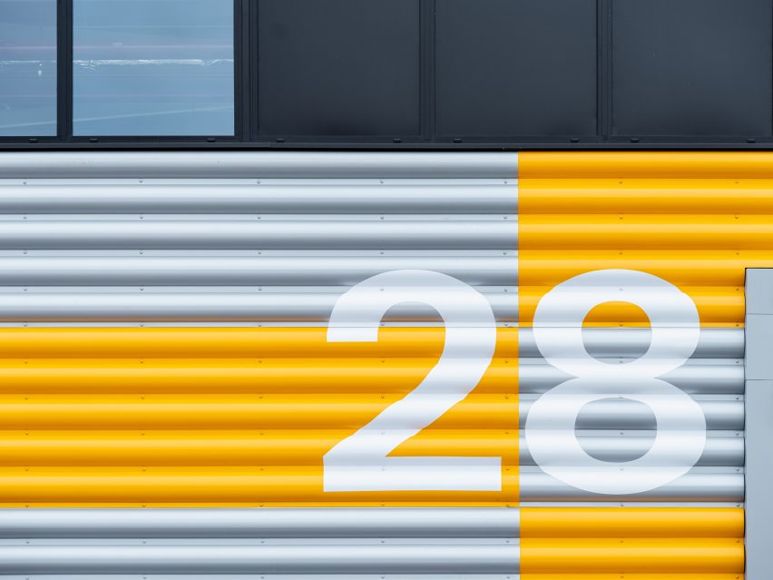 Grey and yellow corrugated cladding