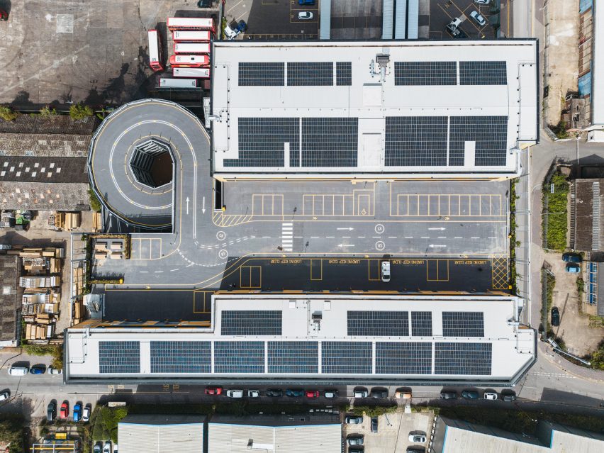 Aerial view of Industria industrial building by Haworth Tompkins