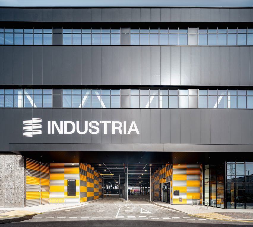 Entrance to Industria multi-storey industrial building