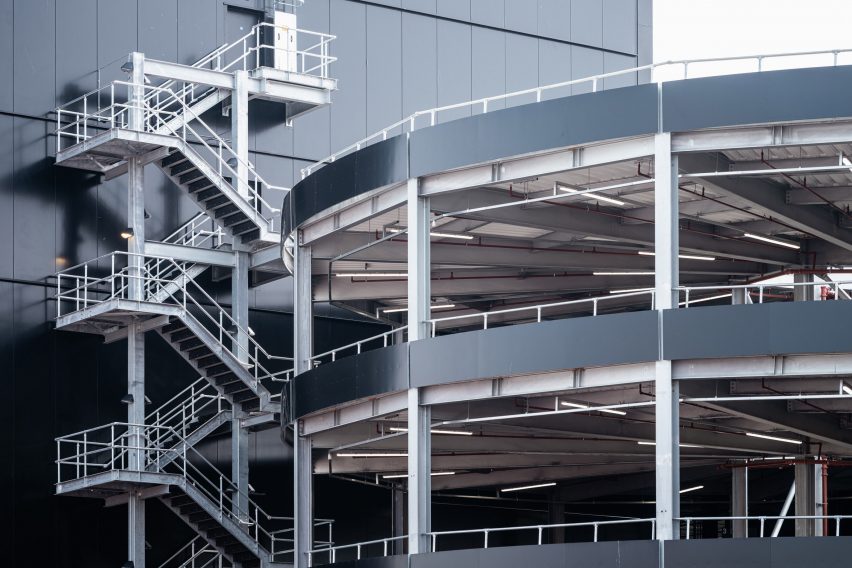 Vehicle ramp at Industria multi-storey industrial building by Haworth Tompkins