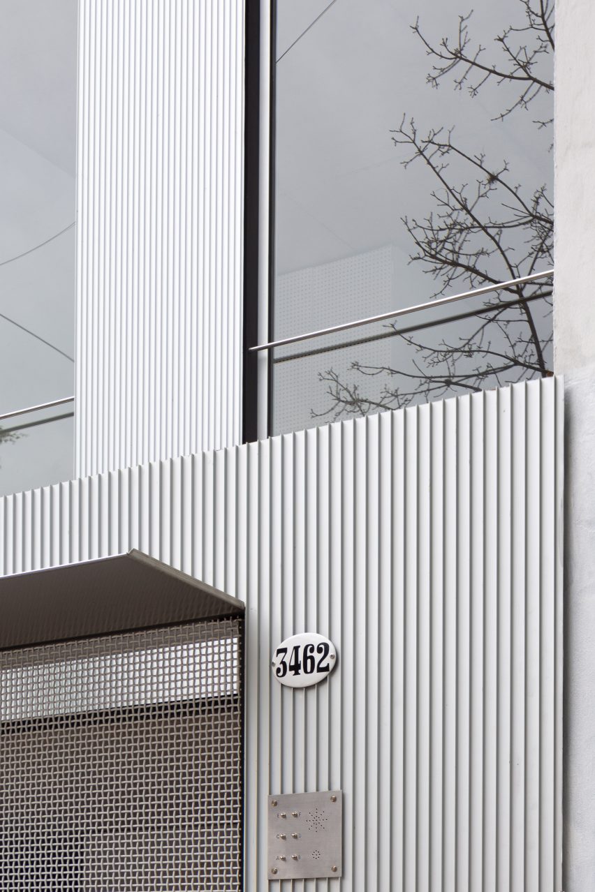 Corrugated aluminium cladding at Virrey Aviles Street apartments by Juan Campanini and Josefina Sposito