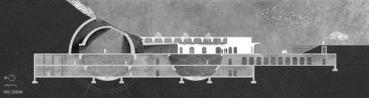 Sectional view of building