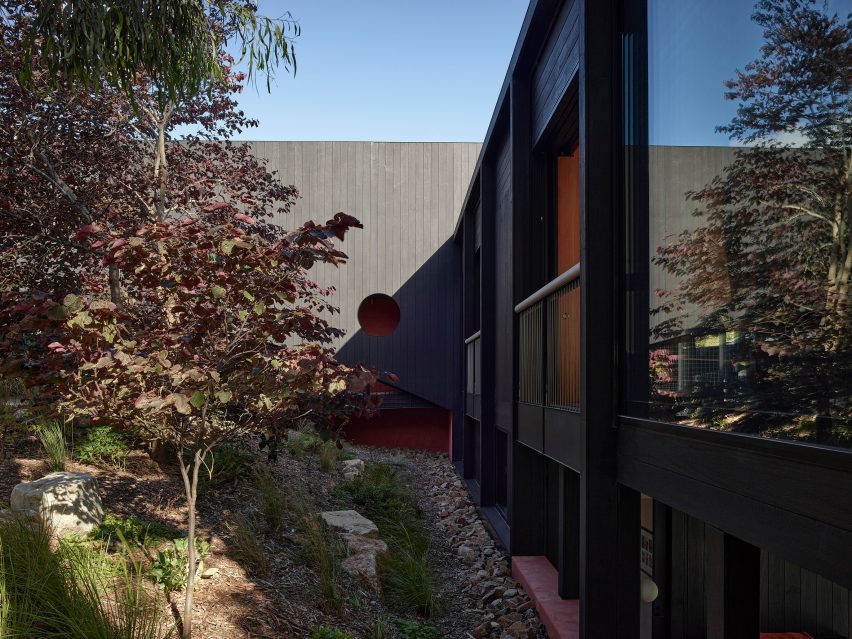 Charred timber exterior of Somers House by Kennedy Nolan
