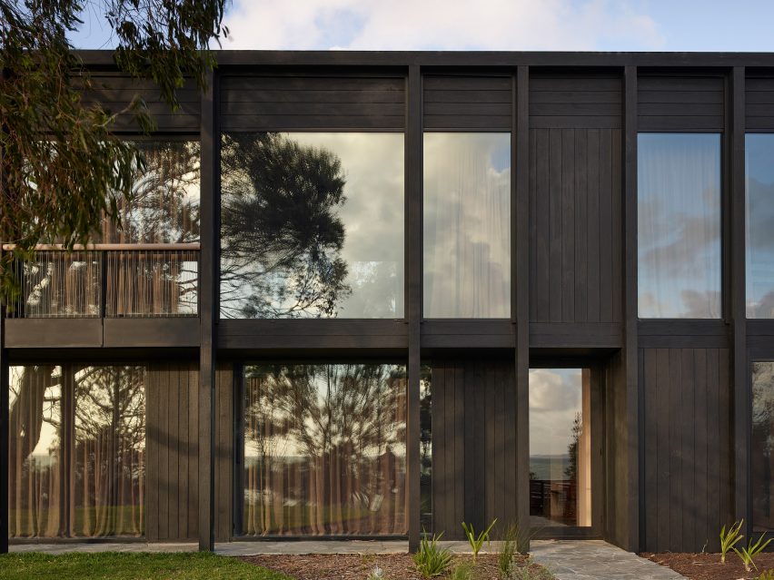 Charred timber exterior of the two-storey Somers House by Kennedy Nolan