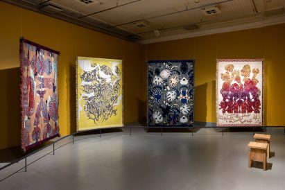 Large-scale colourful textiles by Kustaa Saksi