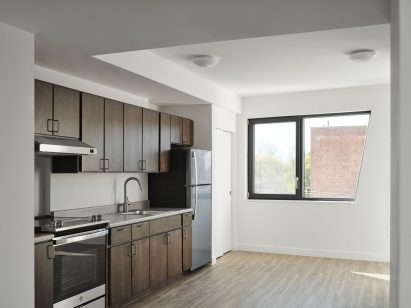 Basic apartment in social housing block on Long Island
