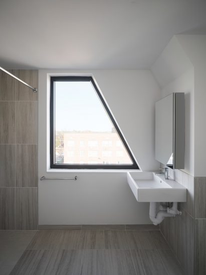 Angular window in bathroom