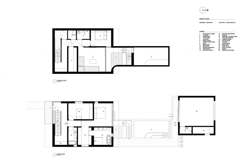 Lower and main level floor plans