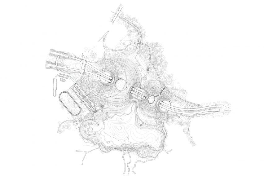Land Bridge and Prairie by Nelson Byrd Woltz drawing