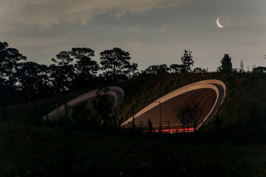Two tunnels at night
