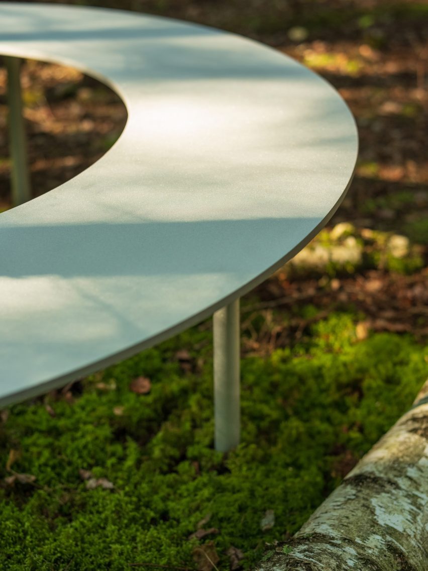 A circular bench made of steel