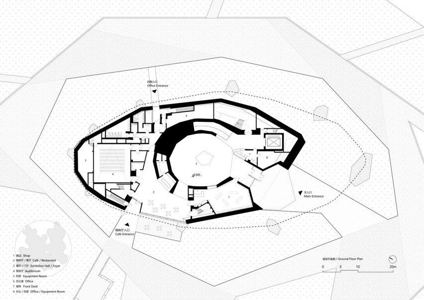 Ground floor plan of the Space Crystals museum by Open Architecture