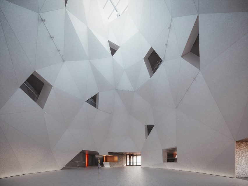 Tall atrium space in the Space Museum by Open Architecture