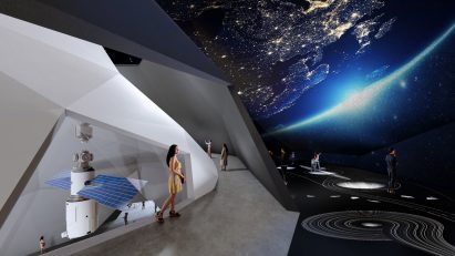 Internal exhibition space at Space Crystals