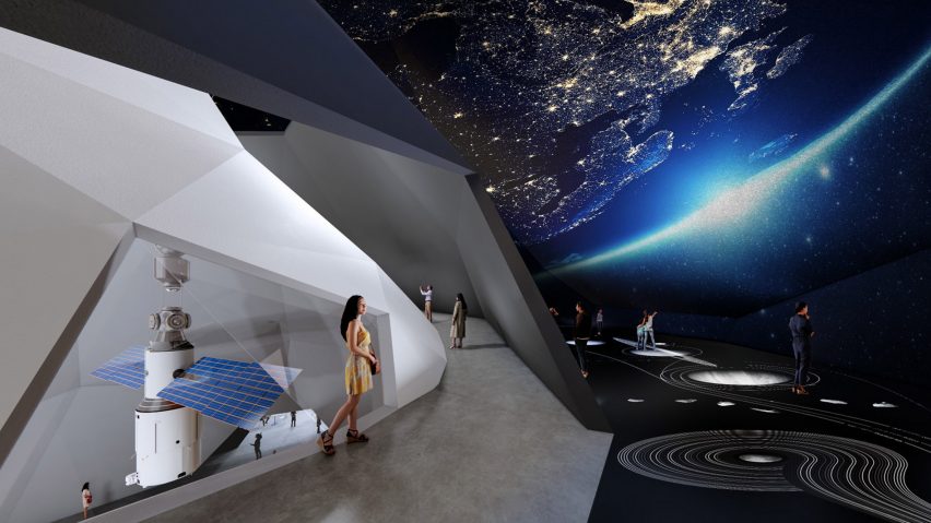 Internal exhibition space at Space Crystals