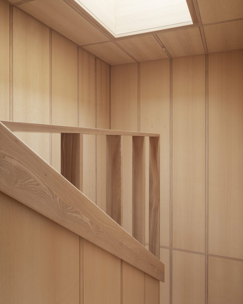 Wooden staircase and bannister