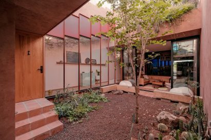 Red concrete infill home
