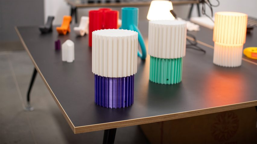 a photograph of shapes in tones of blue, green, white and red