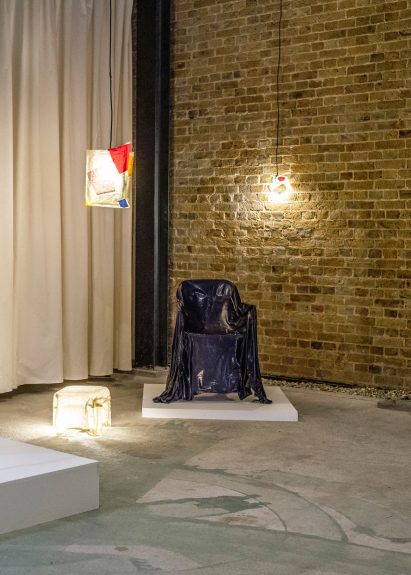 "Frozen" resin seating in Chair of Virtue exhibition