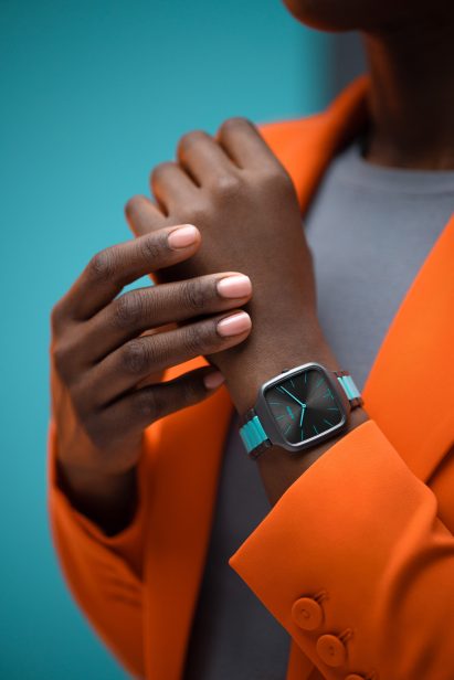 Two-tone green and black watch