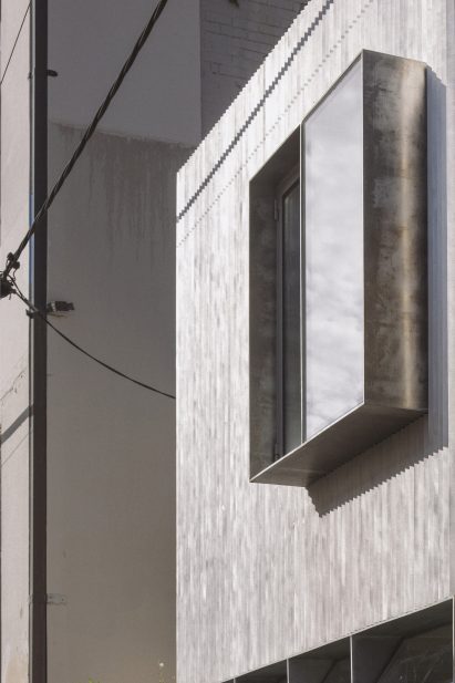 Detail of the facade at Steel House