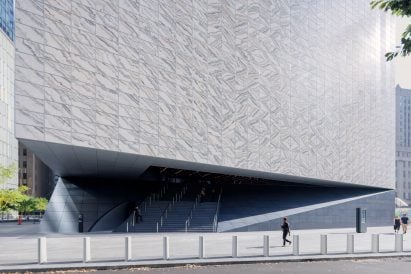 Marble clad facade with cantilevered entrance