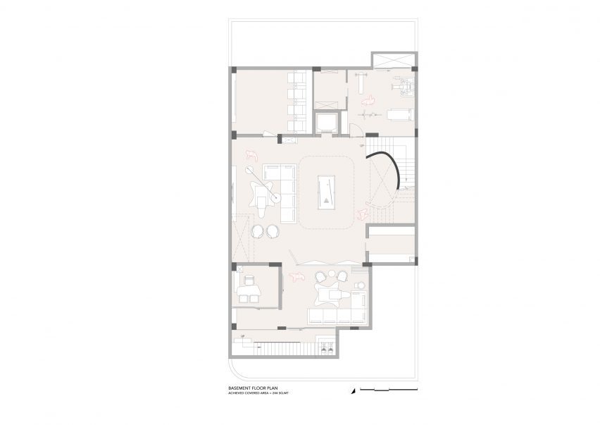 Basement floor plan of Ribbon House by Studio Ardete
