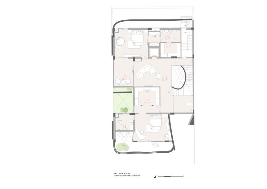 First floor plan of Ribbon House by Studio Ardete