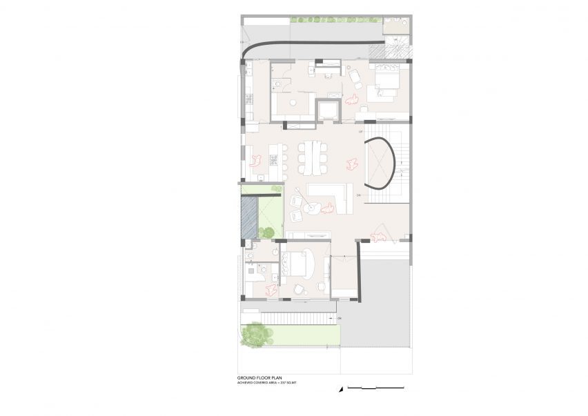 Ground floor plan of Ribbon House by Studio Ardete