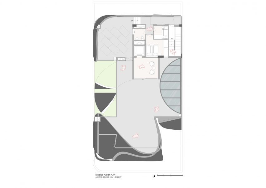 Second floor plan of Ribbon House by Studio Ardete