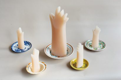 Manus Manum Lavat soaps by Rio Kobayashi on antique plates sourced by Bethan Laura Wood