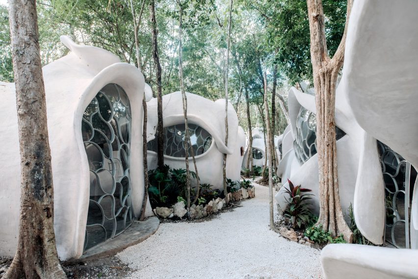 A curving building made of concrete