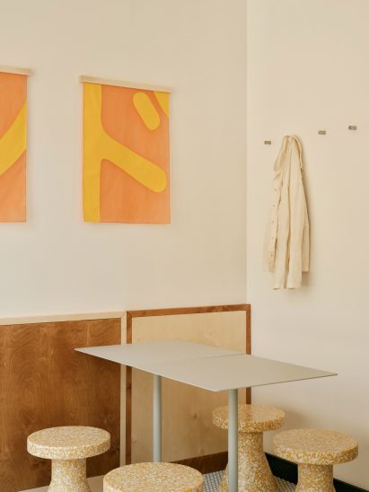 Seating area of Sando burger restaurant