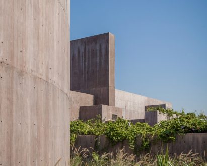 Concrete walls of aquarium by Tatiana Bilbao Estudio