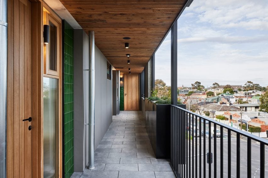 External covered corridors at Ferrars and York apartments by Hip V Hype and Six Degrees Architects
