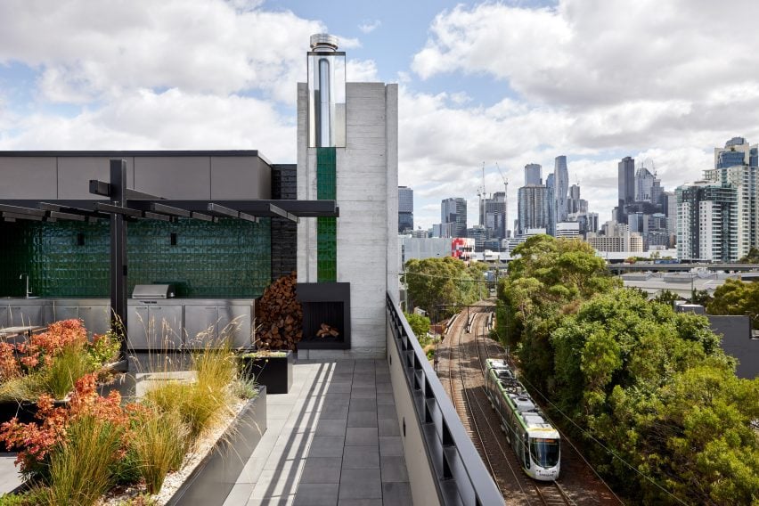 Rooftop terrace with an outdoor kitchen