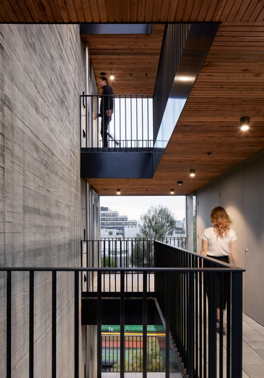 Concrete atrium in an apartment building