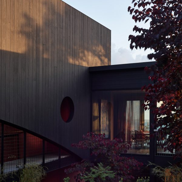 Charred timber exterior of Somers House by Kennedy Nolan