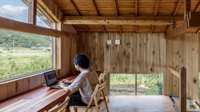 Wooden interior of the Ichihara Life and Work Commission office by Kurosawa Kawara-Ten