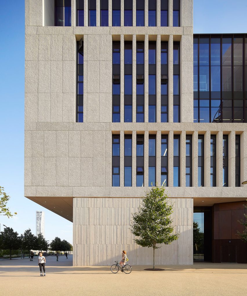 Concrete exterior of UCL East Marshgate by Stanton Williams