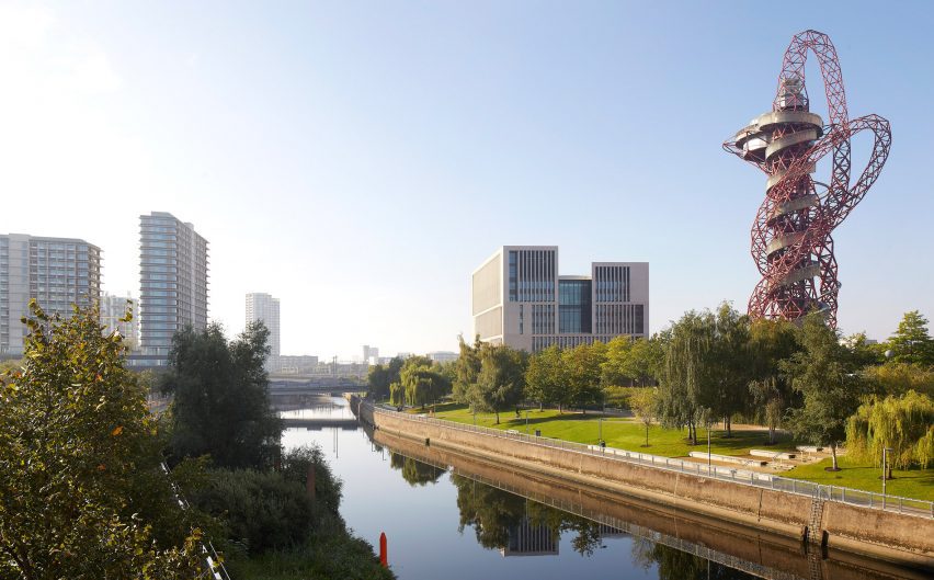 UCL East Marshgate concrete academic building at Queen Elizabeth Olympic Park
