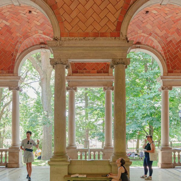 Summer Studio in Classical Architecture students studying the Tennis House in Prospect Park, Brooklyn
