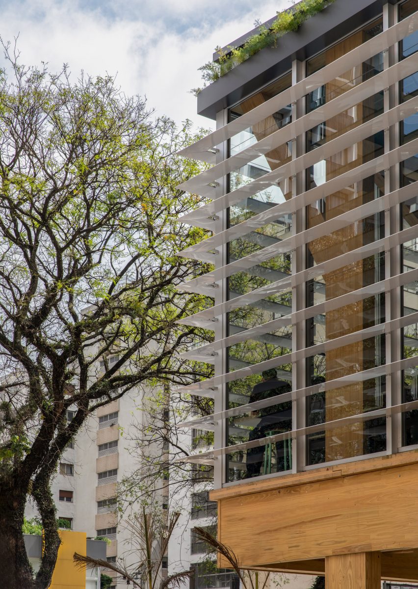 Glass facade with louvres at the Sao Paulo McDonald's by Superlimao