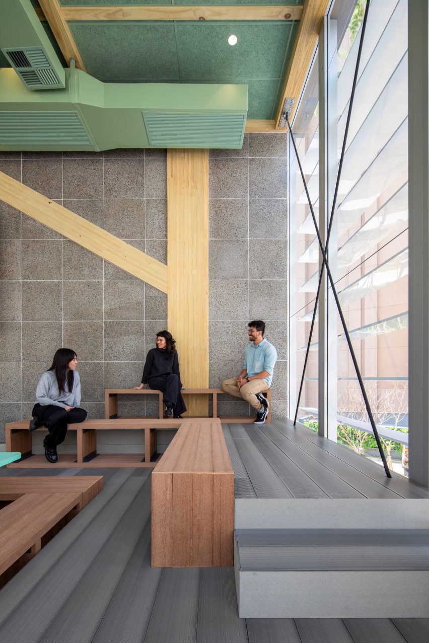Bench seating the Sao Paulo McDonald's by Superliamo